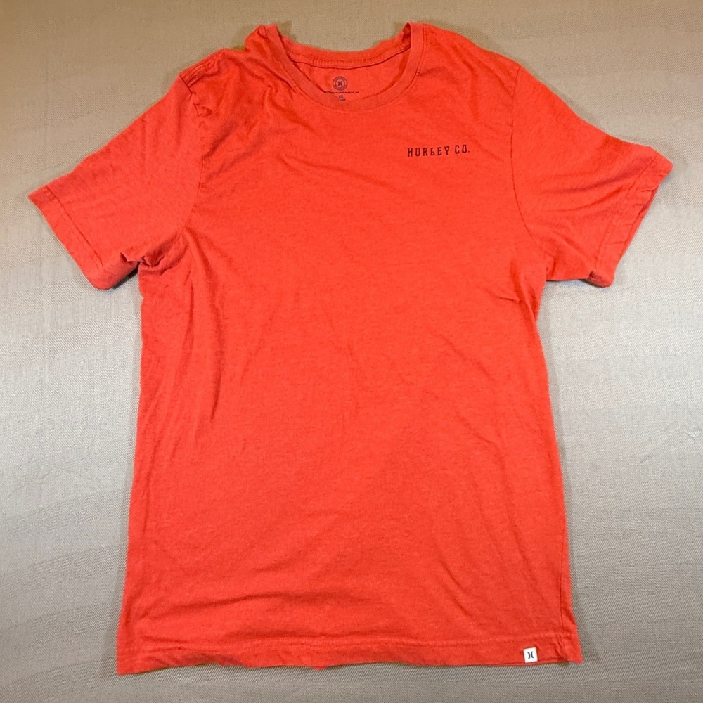 Hurley Co Mens XXL Orange Red Skull Tropical Fruit Graphic Tee Short Sleeve 2395